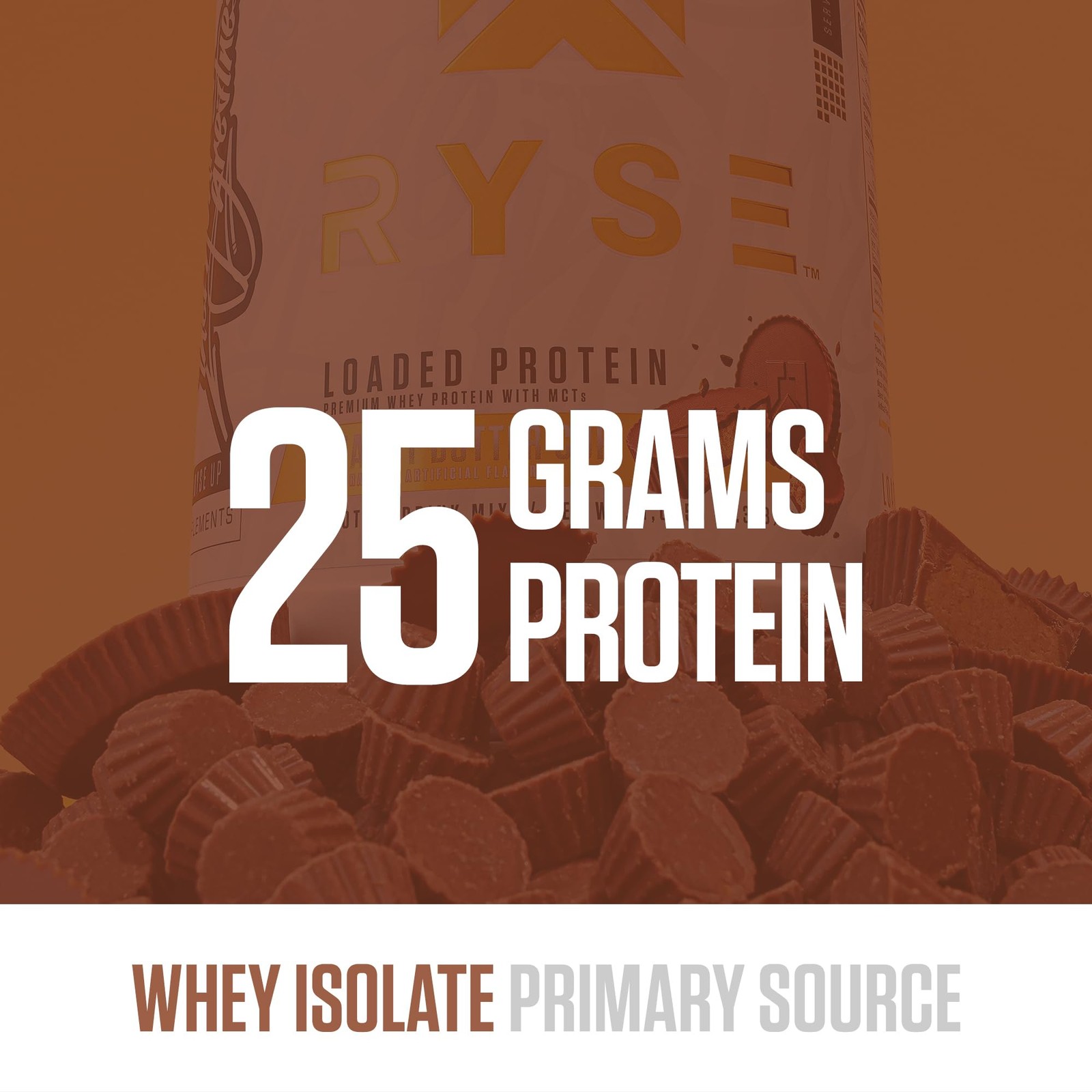 RYSE Loaded Protein Powder Peanut Butter Cup 25g Whey Protein Isolate & Con…