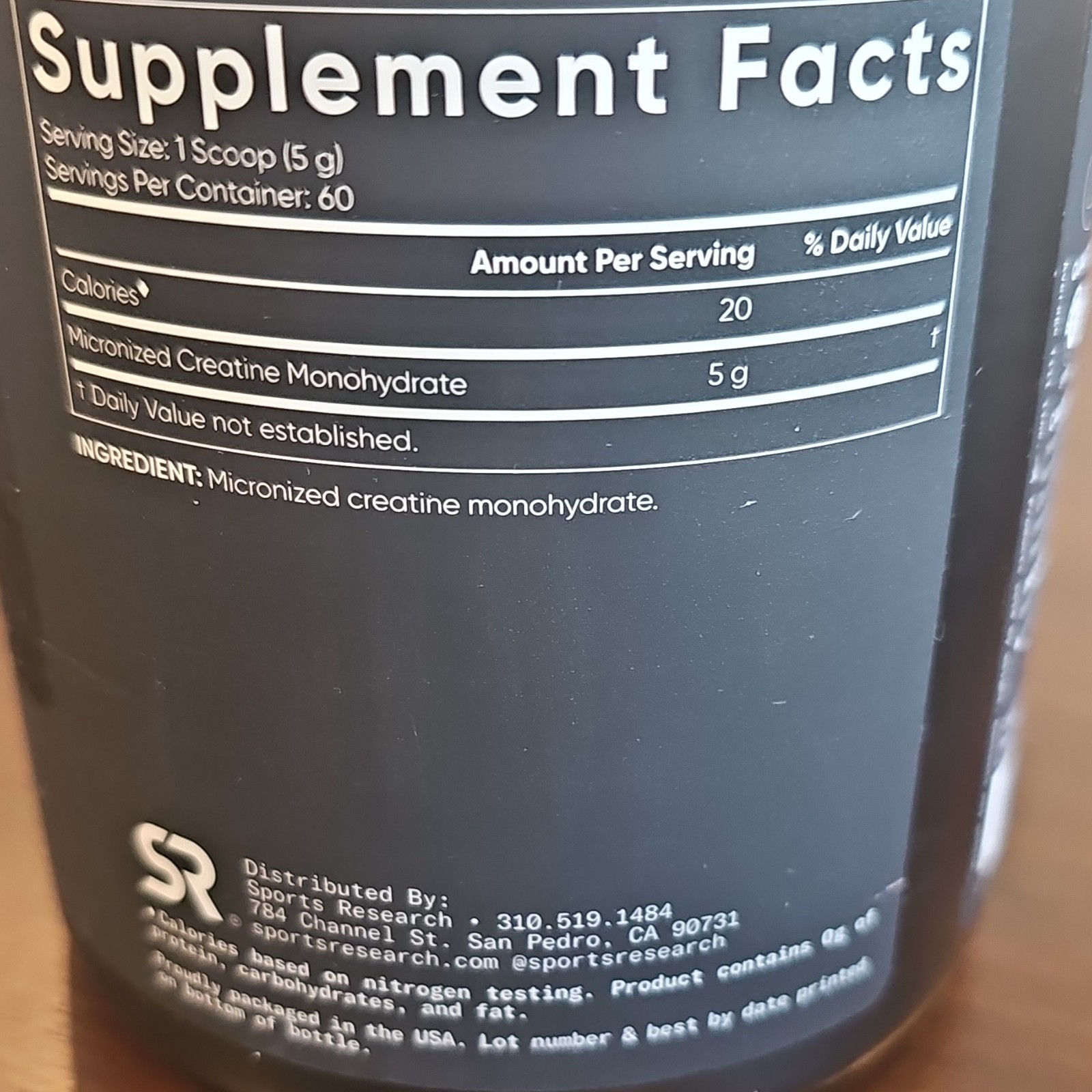 Sports Research Micronized Creatine Monohydrate Powder Unflavored 300g Non-GMO