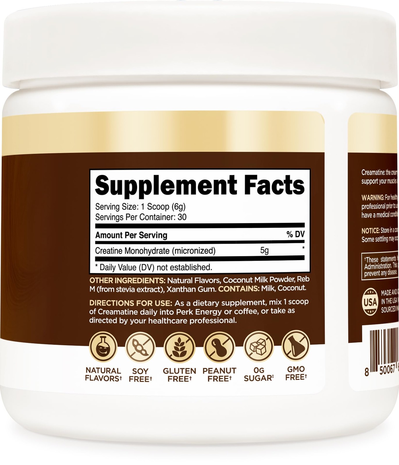 Creamatine (Coconut Cream) 30 Servings – Flavored Creatine Monohydrate, 5g of…
