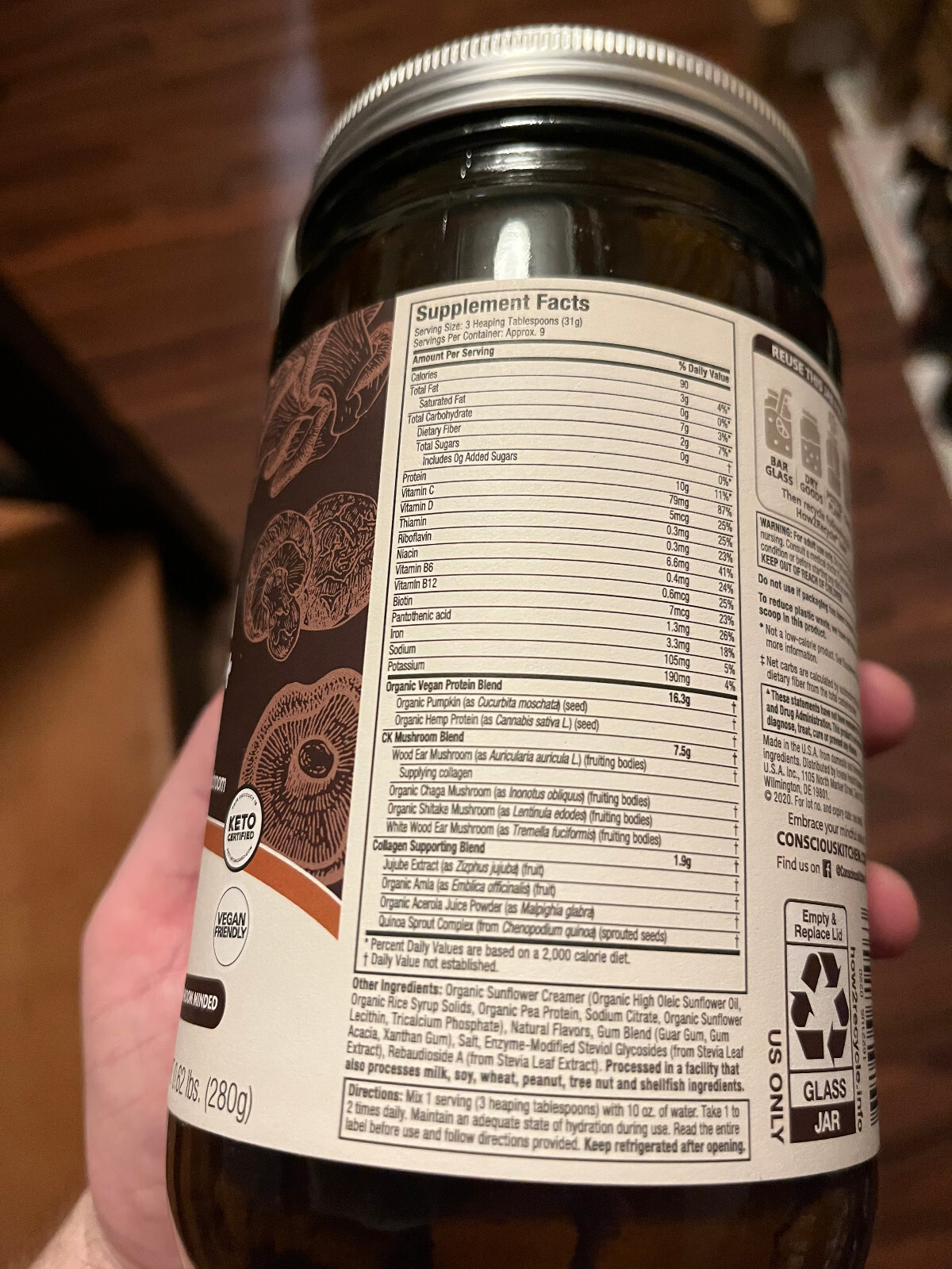 conscious kitchen vegan protein collagen vanilla chai flavor 3 in 1