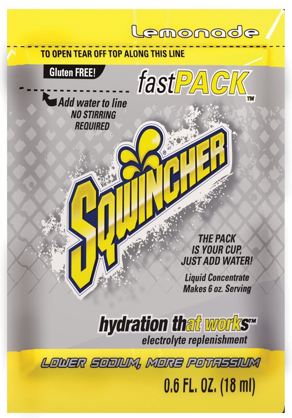 Sqwincher Fast Pack Electrolyte Liquid Sport Hydration Drink LEMONADE 50 BOX