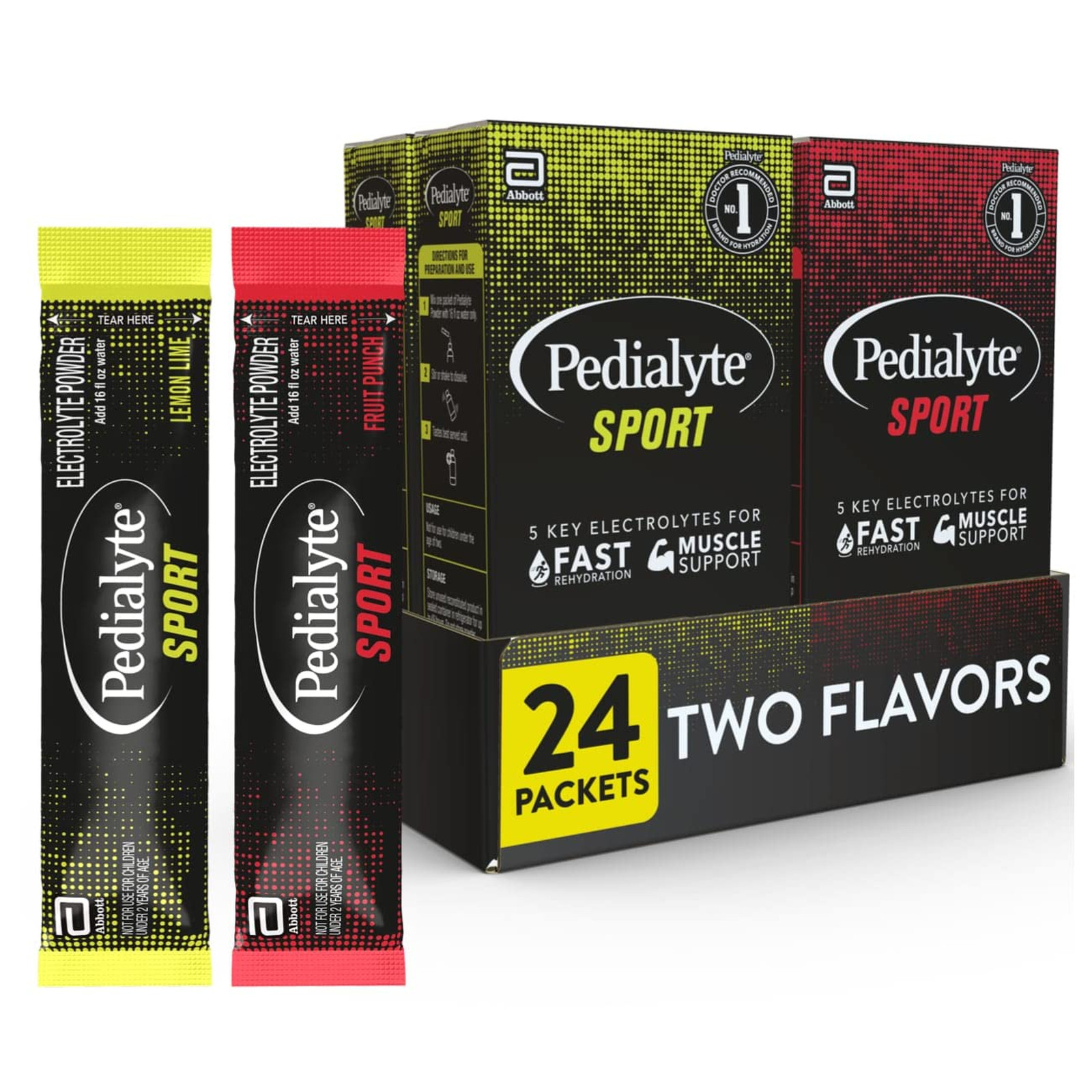 Pedialyte Sport Electrolyte Powder, Fast Hydration, 24 Packets, Lemon Lime Fruit