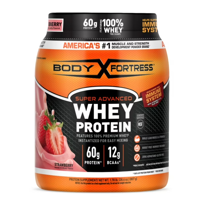 2 Pack Super Advanced 100% Premium Whey Protein Powder, Strawberry, 1.78 lbs Pk