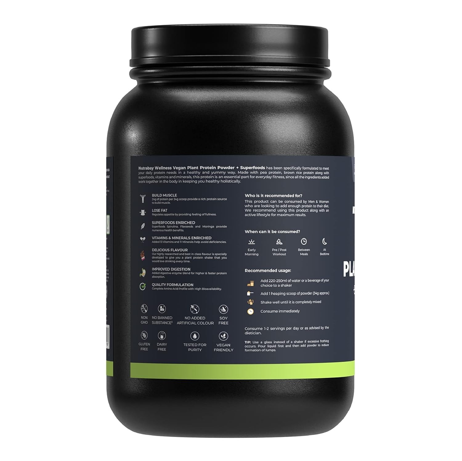 Plant Protein Powder + Superfoods 24g Protein -1kg Rich Chocolate, 29 Servings