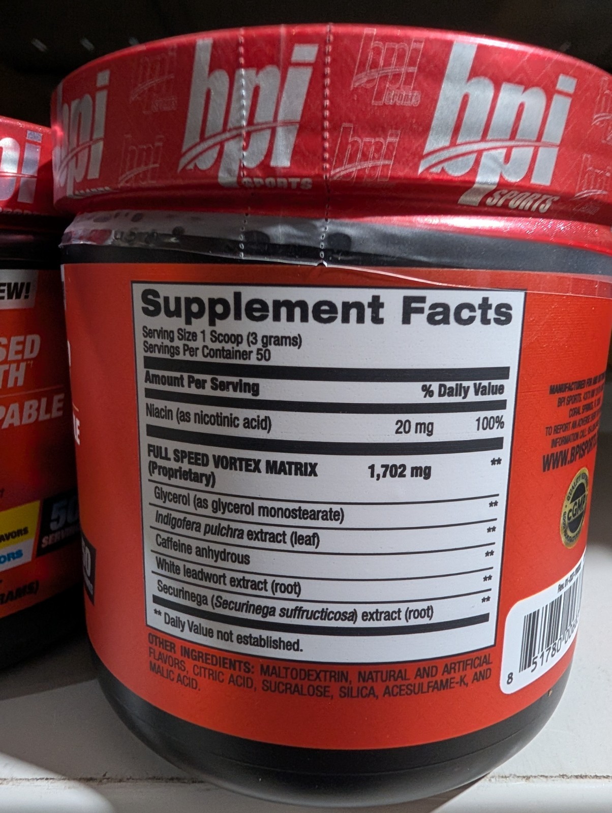 2 Bottles BPI Sports 1MR Vortex 50 serv Blue Raspberry Pre-Workout Exp 4/28