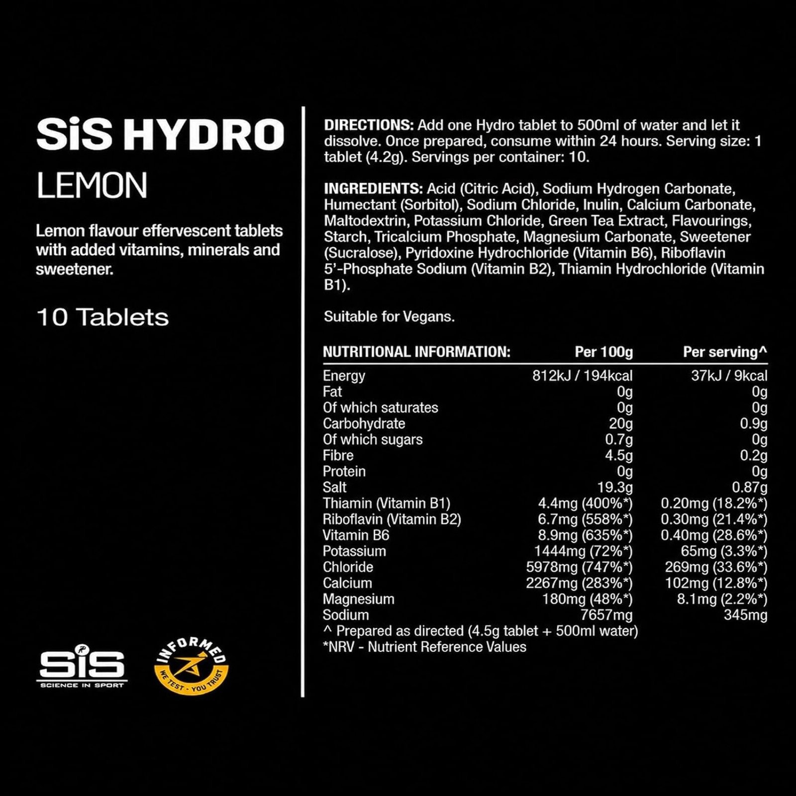 Science in Sport SiS Go Hydro Electrolyte Tablets Lemon Flavor Hydration Box