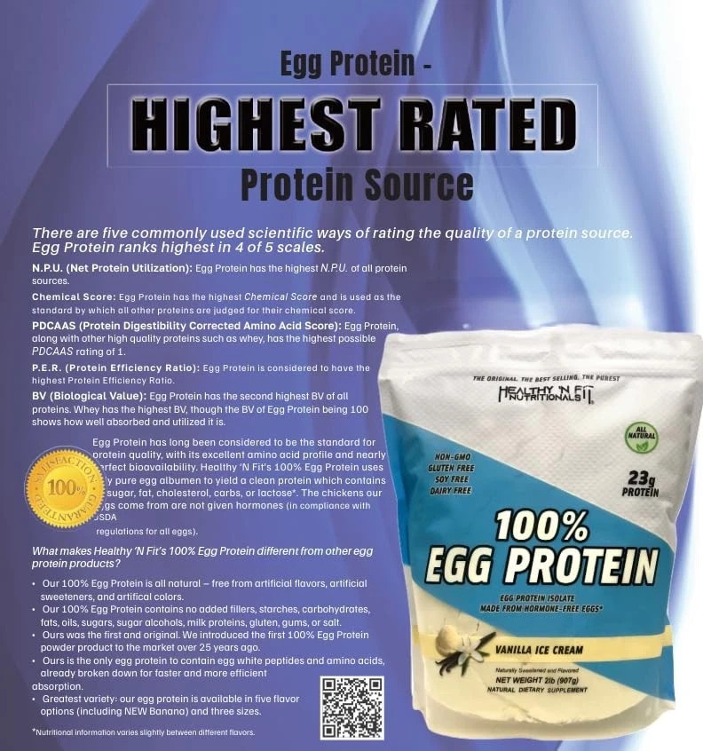 Healthy ‘N Fit 100% Egg Protein -Chocolate 2lb Lactose Free Sugar Free Natura…