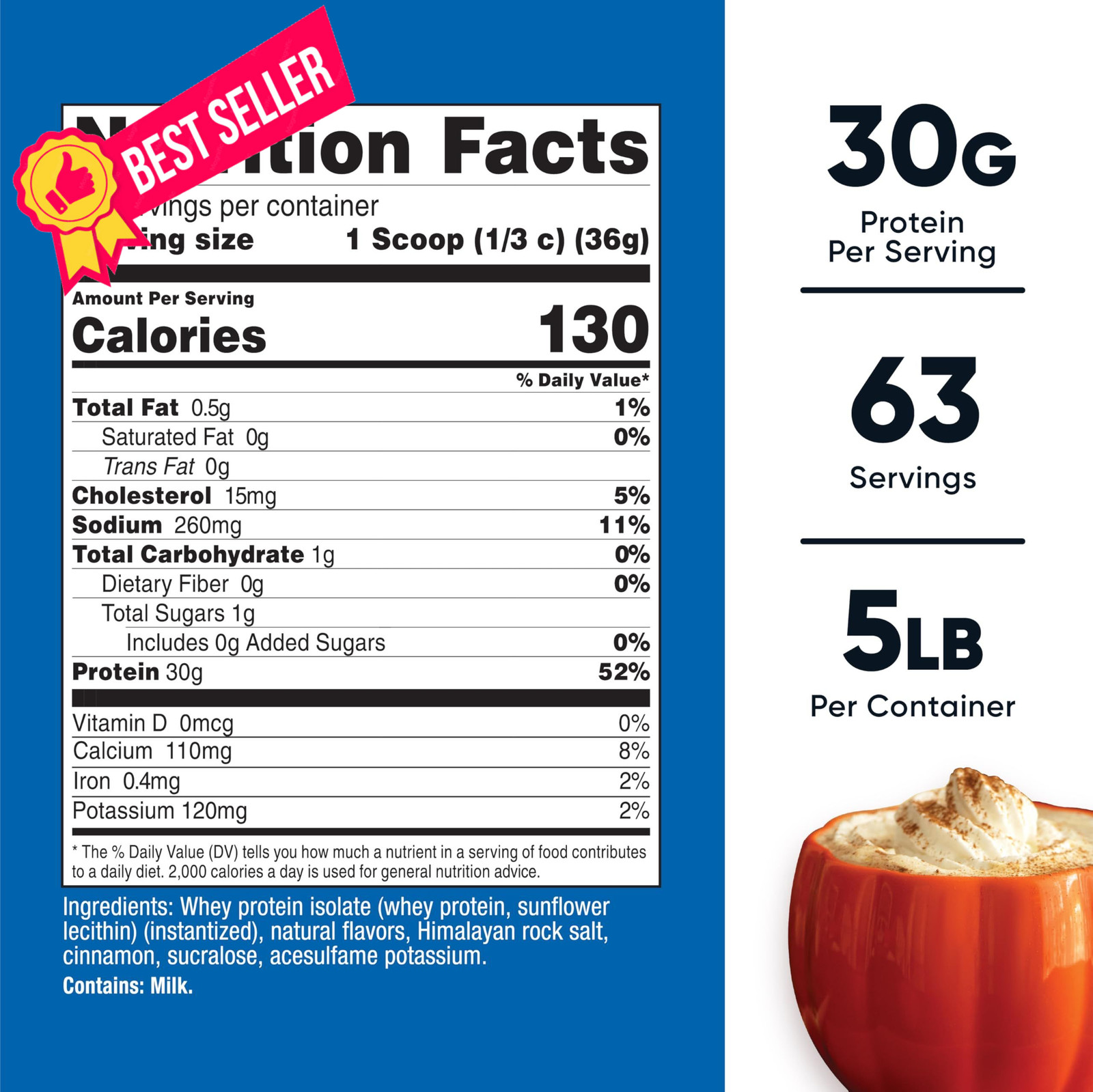 Nutricost Whey Protein Isolate Powder (Pumpkin Spice) 5 5 Pound (Pack of 1)