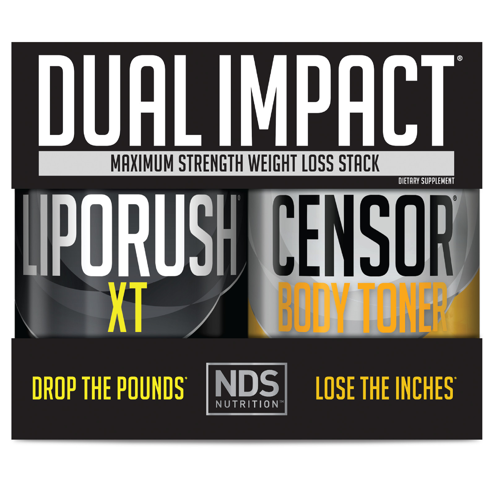 DUAL IMPACT STACK 2-in-1 Fat Loss – LipoRush XT 60 Capsules / CENSOR 90 Softgels