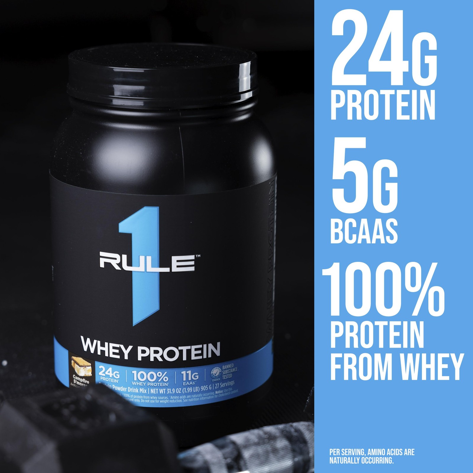 Rule 1 Proteins Whey Protein Powder, Chocolate Fudge, 26 Servings