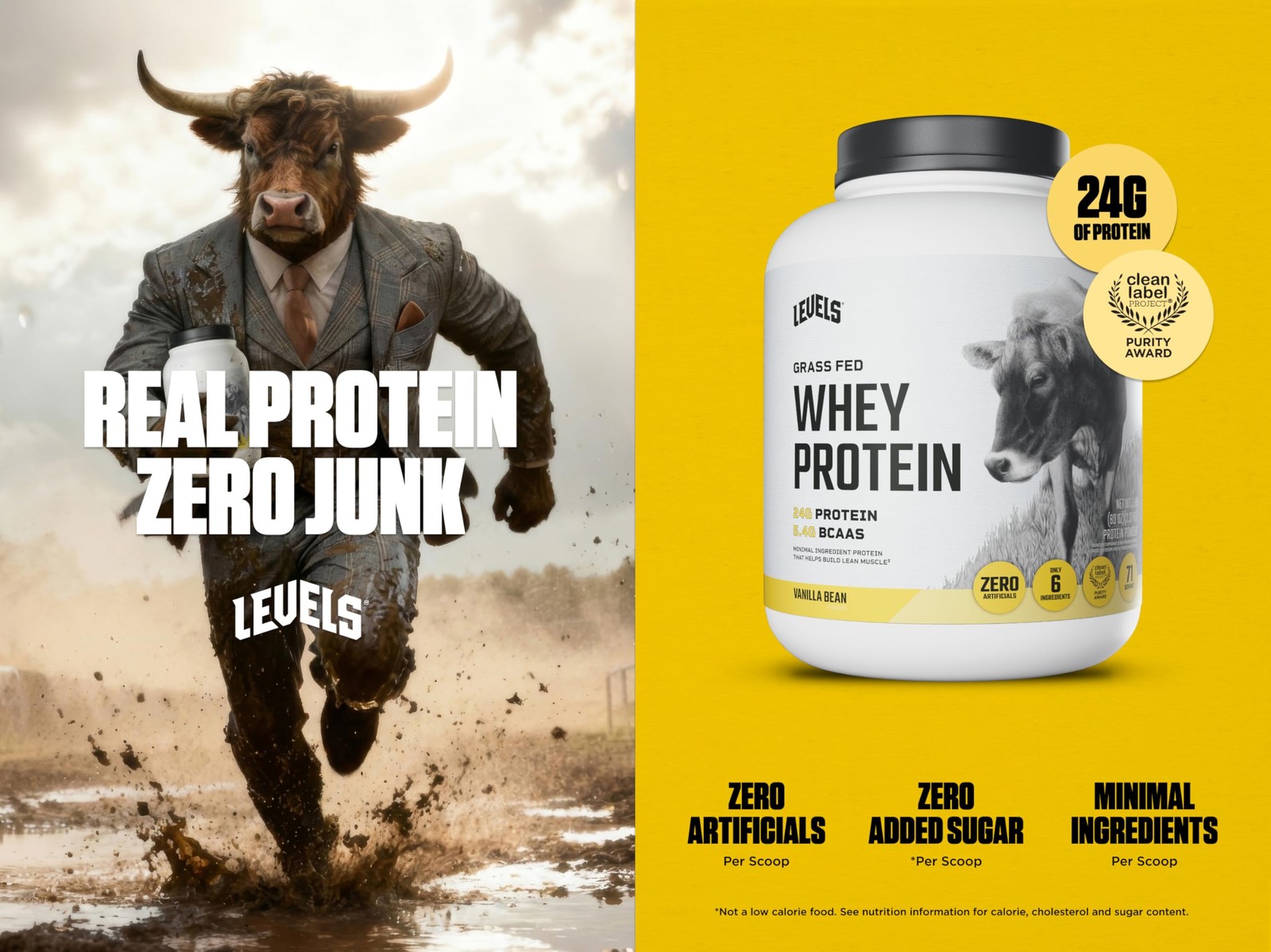 Levels Grass Fed Whey Protein Powder, No Artificials, 24G 5 Pound (Pack of 1)