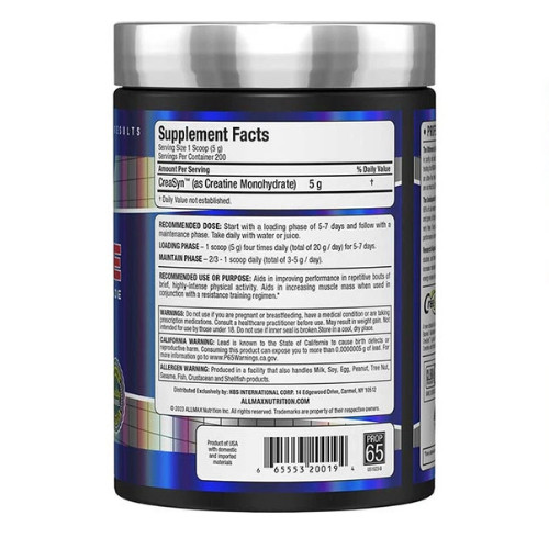 ALLMAX NUTRITION CREATINE MONOHYDRATE POWDER Pharmaceutical Grade 1000g 200 Serv