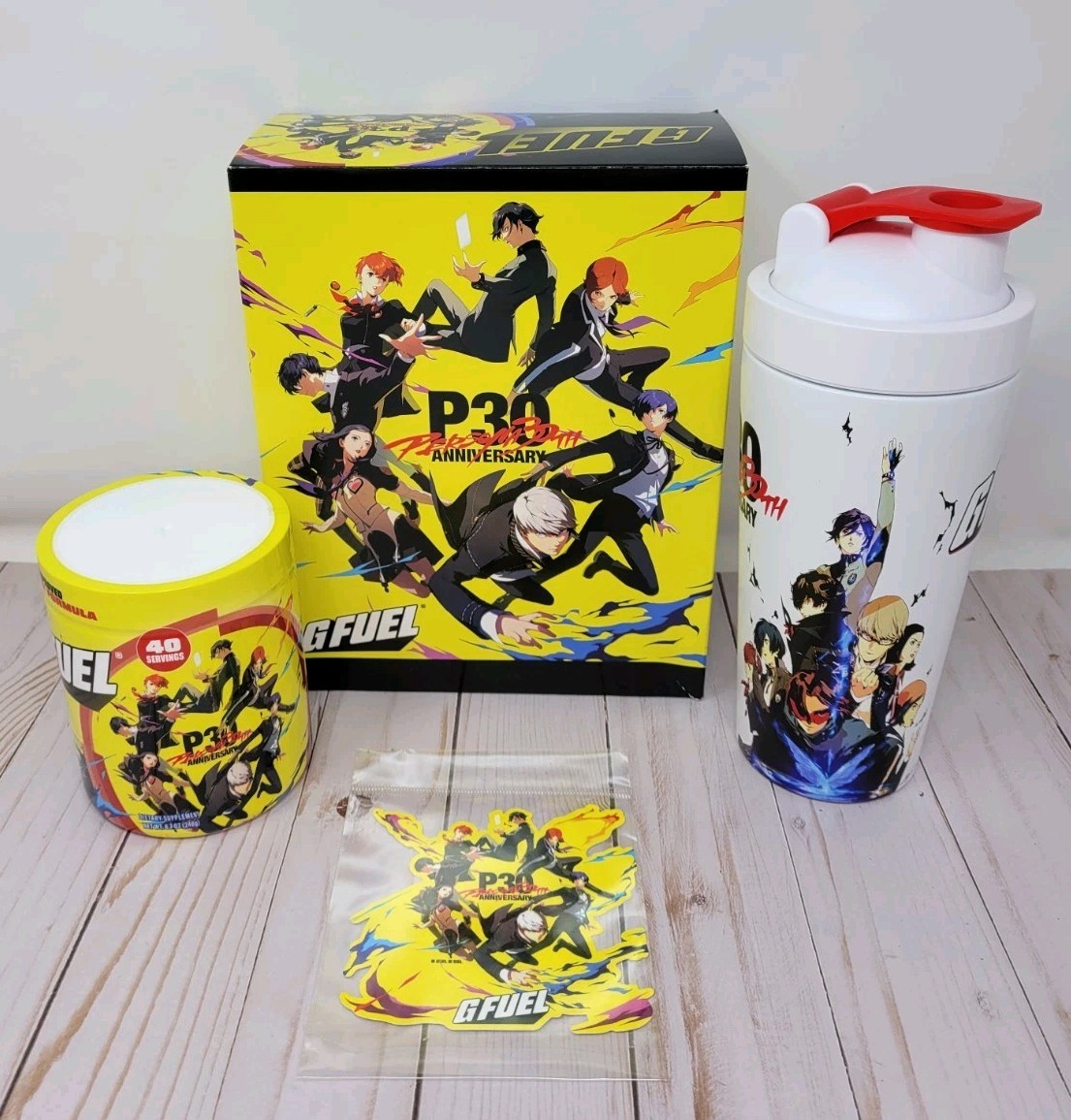 GFuel Persona 30th Anniversary Awakening Collector’s Box Tub Shaker Cup Sticker