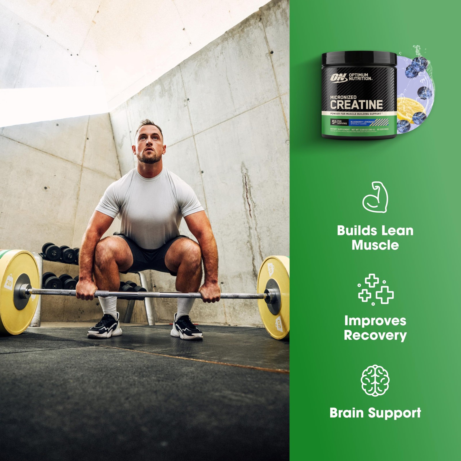 Optimum Nutrition Creatine Blueberry Lemonade 60 Servings