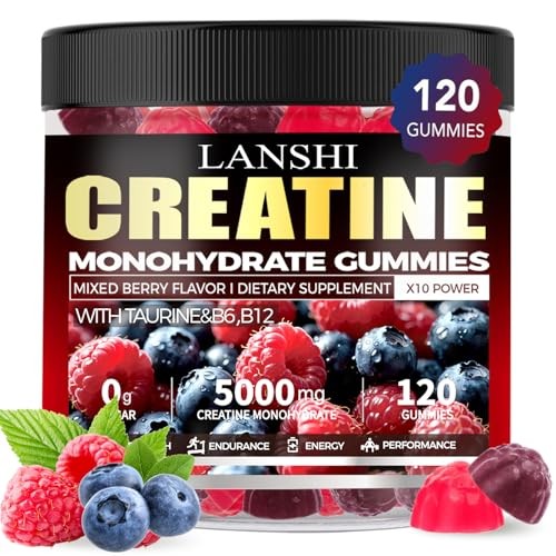 Creatine Monohydrate 5000mg Gummies 120ct Mixed Berry