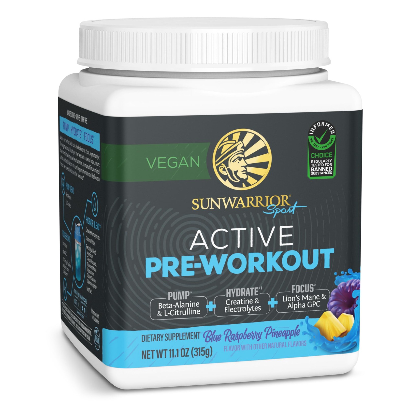 pack of 3 Sunwarrior Pre Workout Powder Energy Drink Vegan Plant-Based