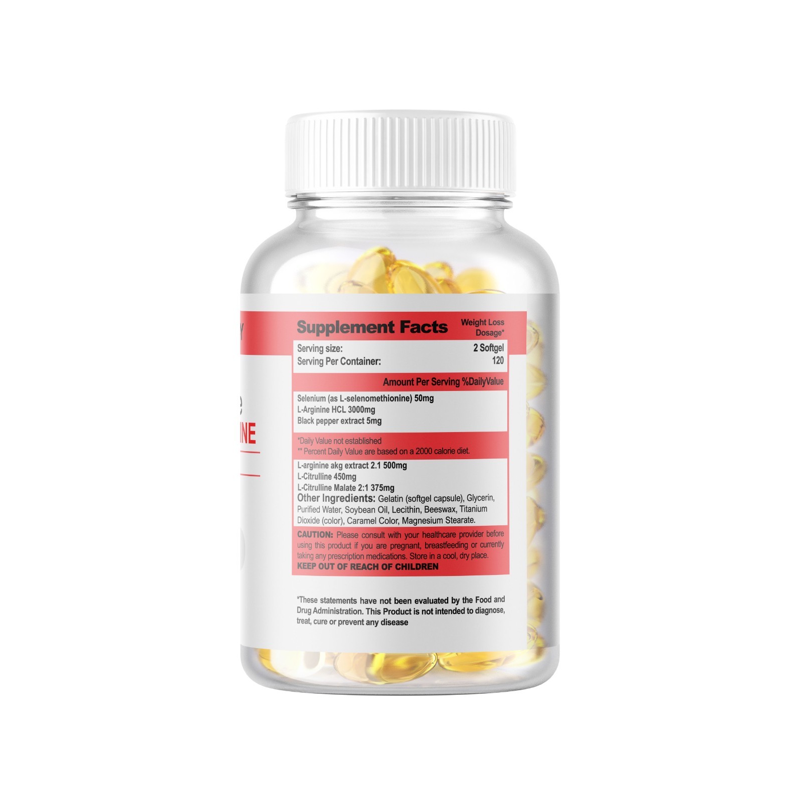 L-Arginine L-Citrulline Nitric Oxide Booster 3000mg, 240 Softgels, 120 Servings