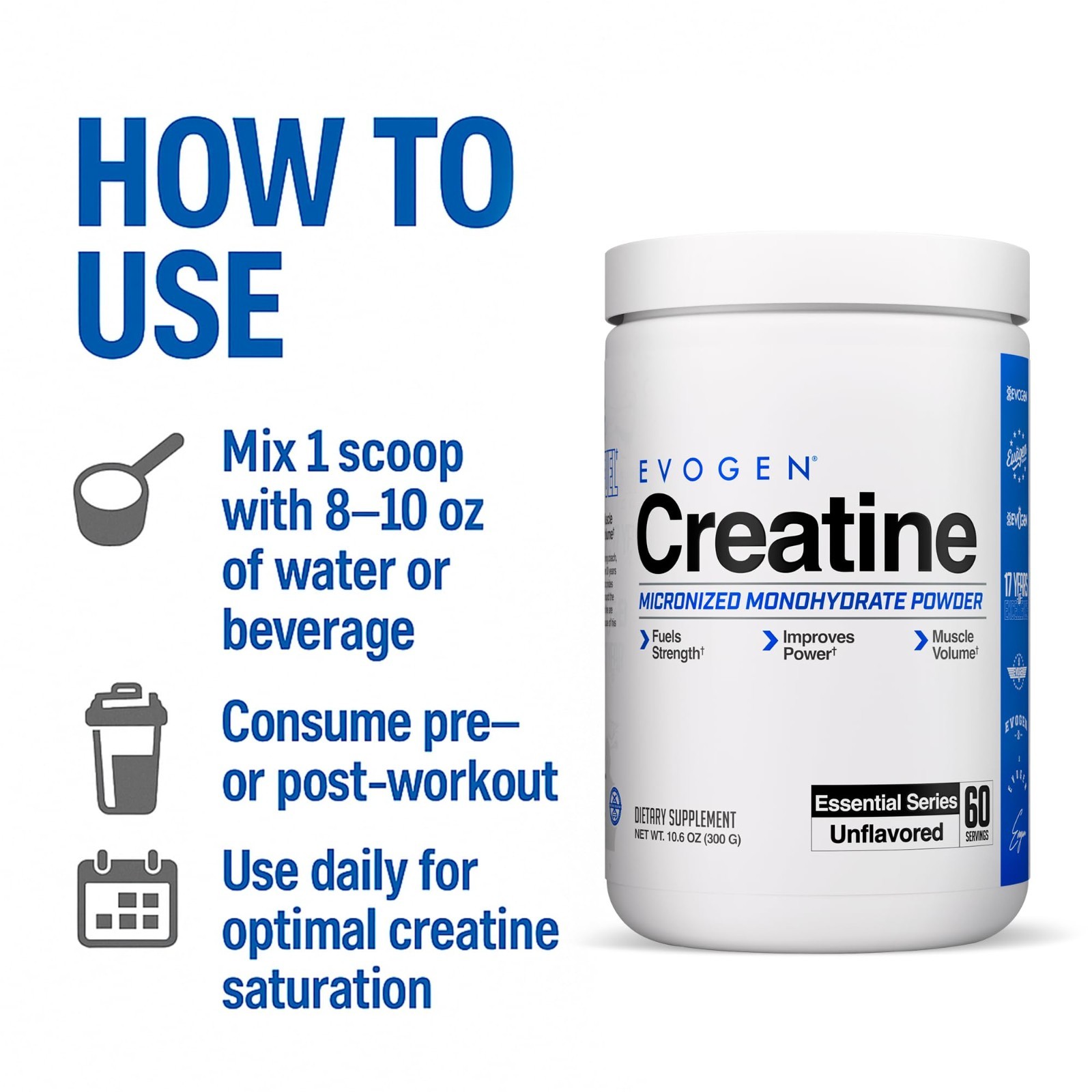 Micronized Creatine Monohydrate Powder | Unflavored | 60 Servings | Strength & R