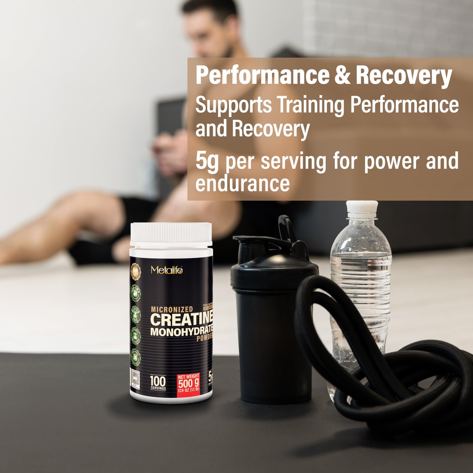 100% Pure Micronized Creatine Monohydrate Powder, 100 Servings, Vegan, Muscle Gr