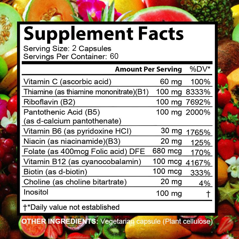 Vitamin B Complex – 30TO120 Capsules – Quality Standards – Simple Supplements