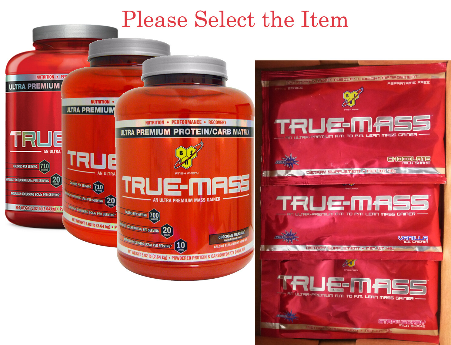 BSN True-Mass, Ultra Premium Protein/Carb Matrix , select the Item & Flavor