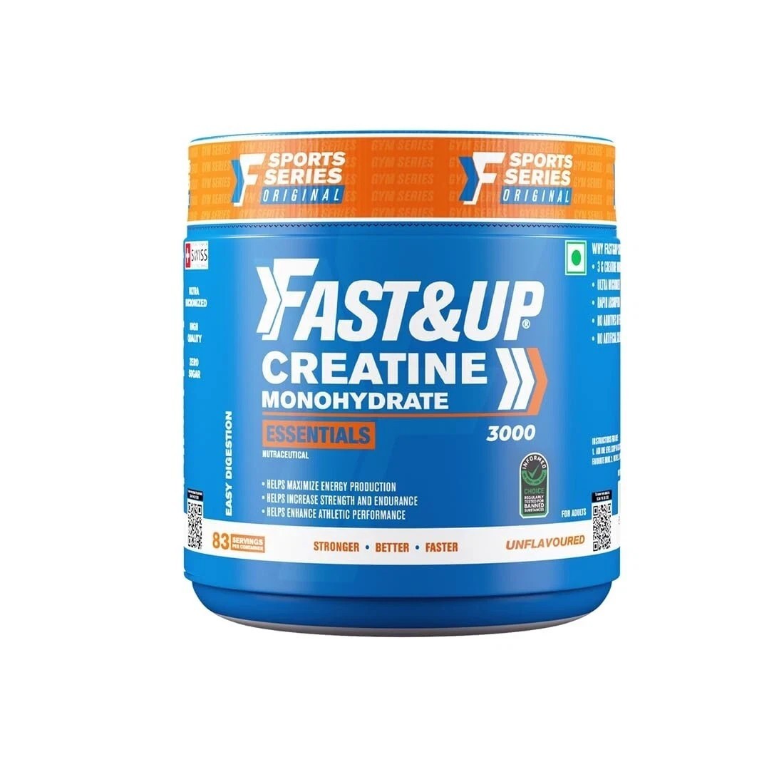 Fast&Up Creatine Monohydrate Supports Muscle Endurance & Provides Energy, 250 gm