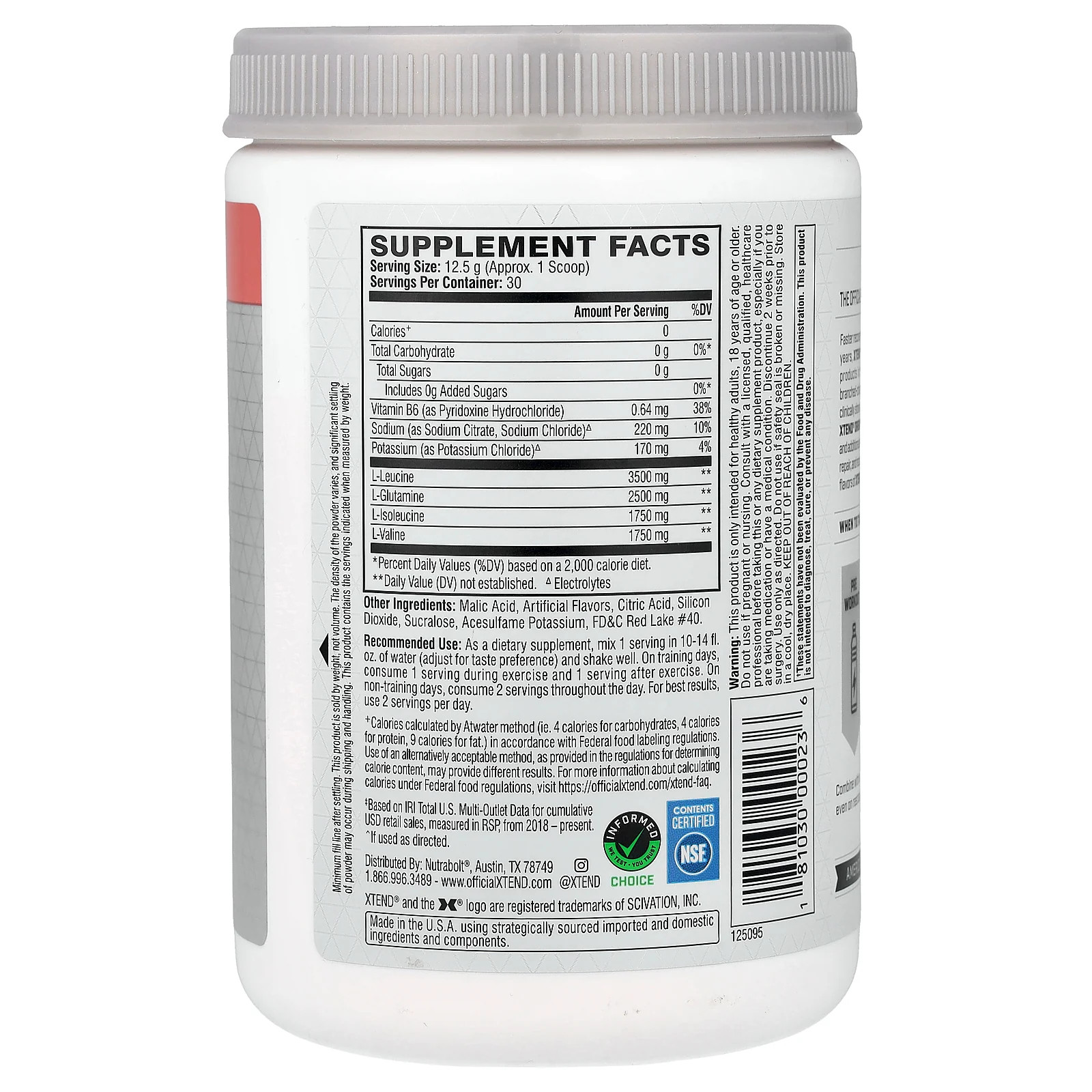 2 X XTEND, 7G BCAA, Watermelon Explosion, 13.2 oz (375 g)