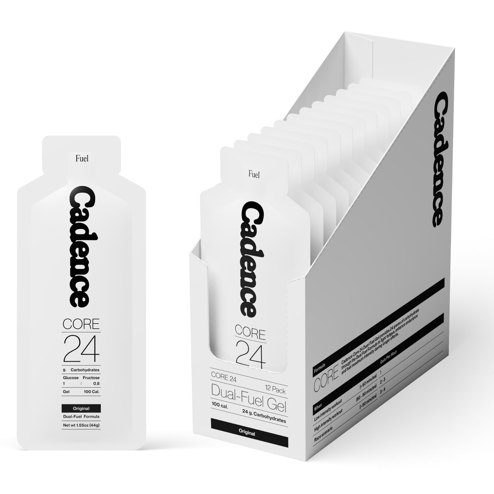 Cadence Core Energy Gels for Running Endurance – Carbohydrates Per Clear