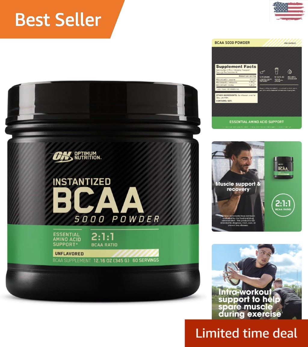 BCAA Powder for Fitness, 5000mg Instantized Unflavored – 60 Servings of Support