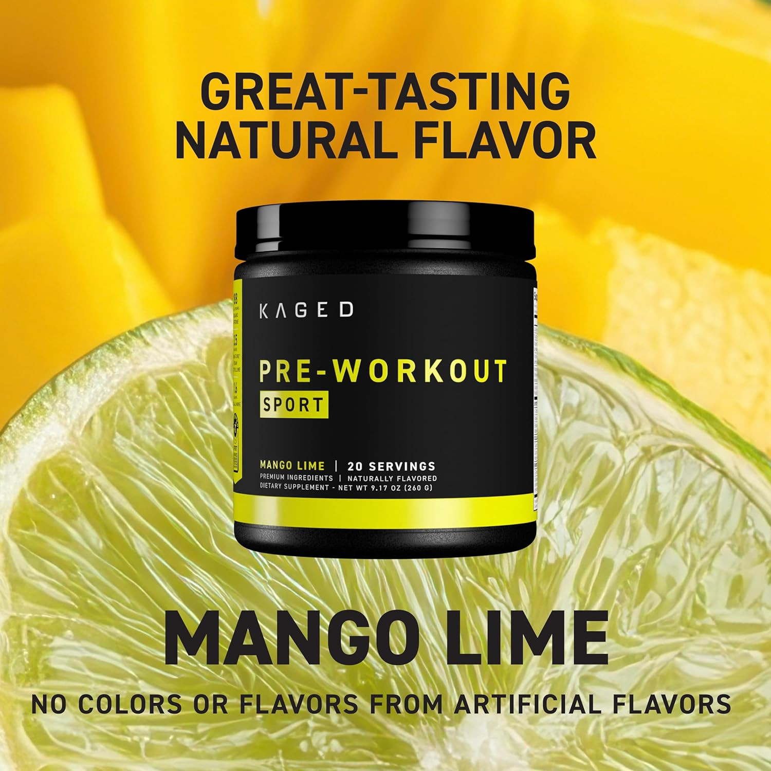 Sport Pre Workout Powder for Men & Women, Mango Lime, Sport Certified, 188Mg Ca