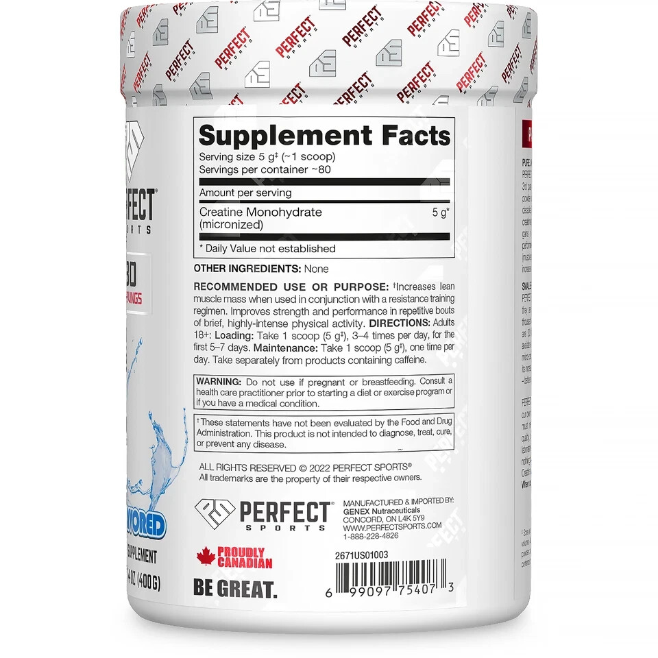 PERFECT SPORTS Creatine – Unflavored – 14 oz (400 g) EXP: 11/2026 – SEALED!!!