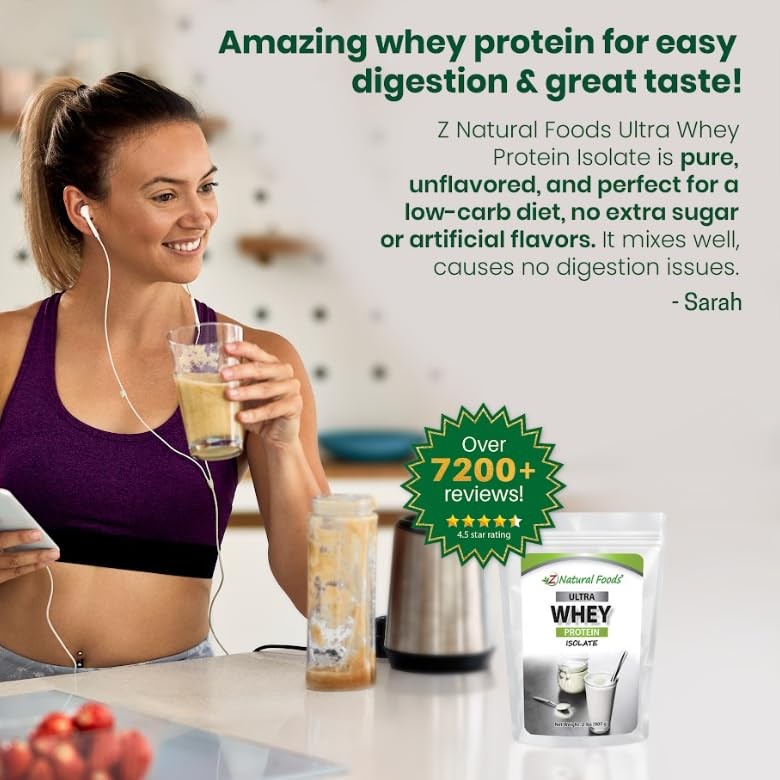 Z Natural Foods Ultra Whey Protein Isolate Powder – Pure, Unflavored, Unsweetene