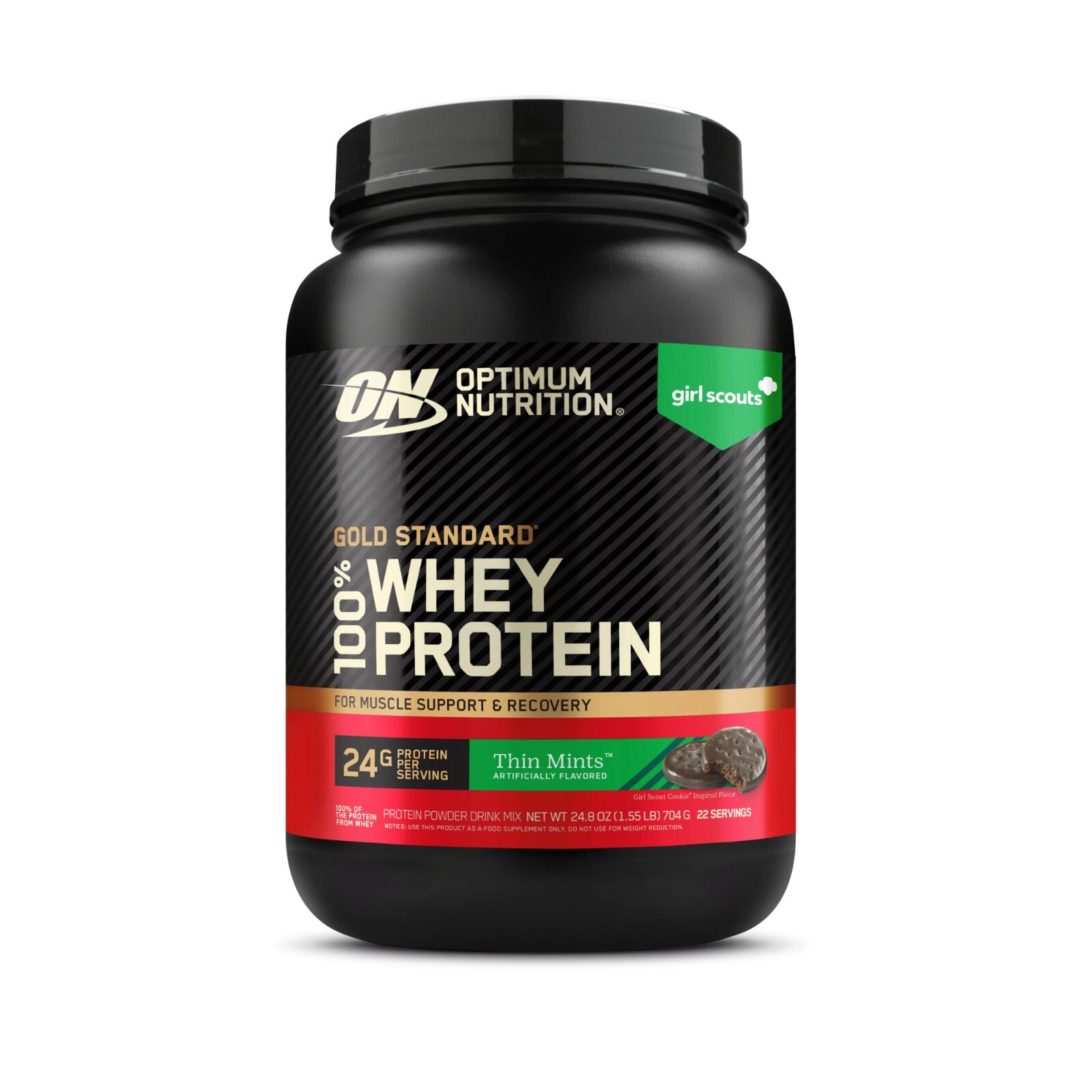 2 pack Optimum Nutrition, Gold Standard 100%,Girl Scout Thin Mint Cookie 1.5lb