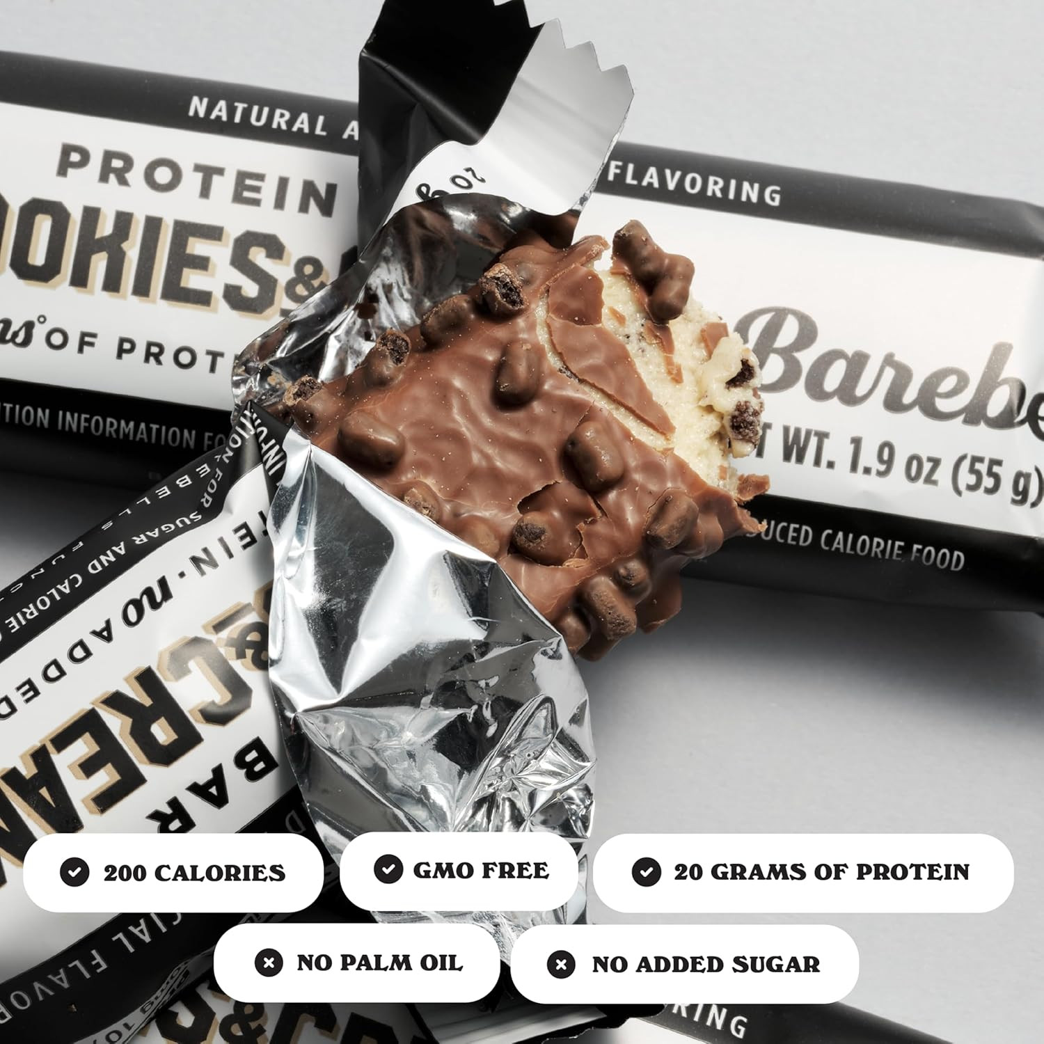 Protein Bars Cookies & Cream – 12 Count, 20G High Protein Treats – Chocolate Nut