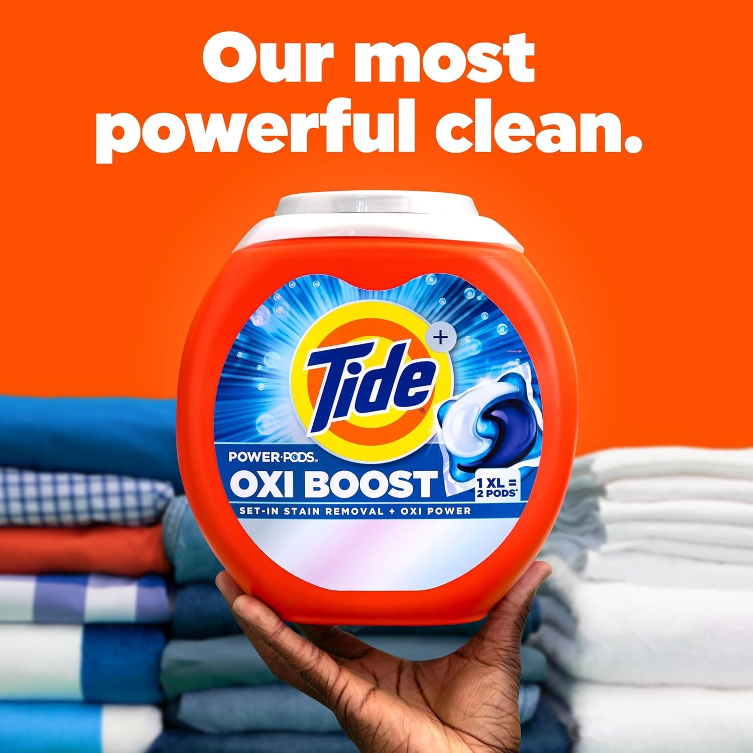 Tide Oxi Boost Power PODS Laundry Detergent Pacs, 57 Count, Set-In Stain Removal