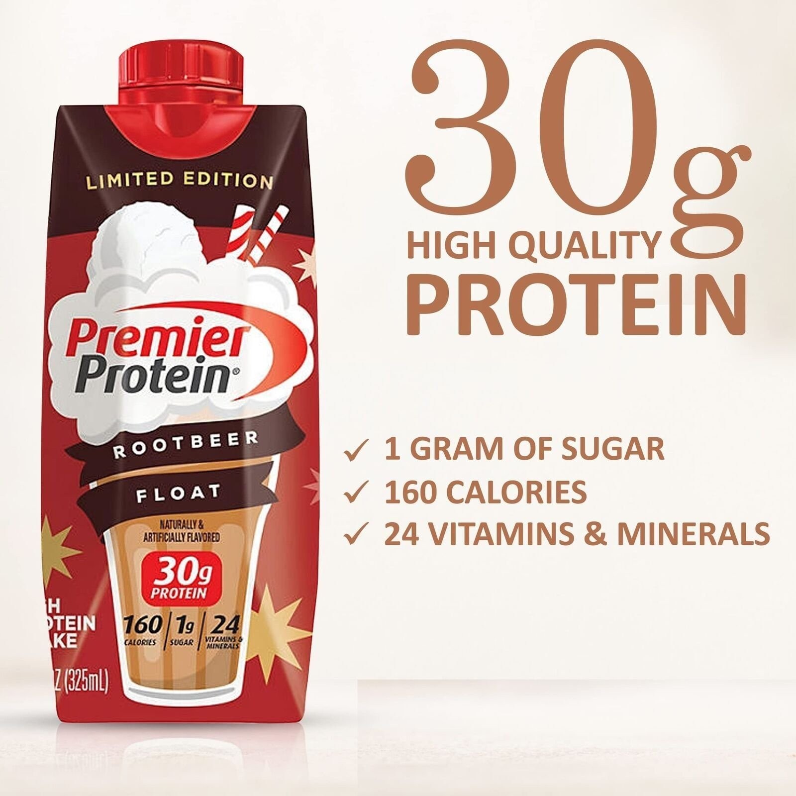 Premier Protein Shakes 6 BottlesRoot Beer in The Award Box 11. oz