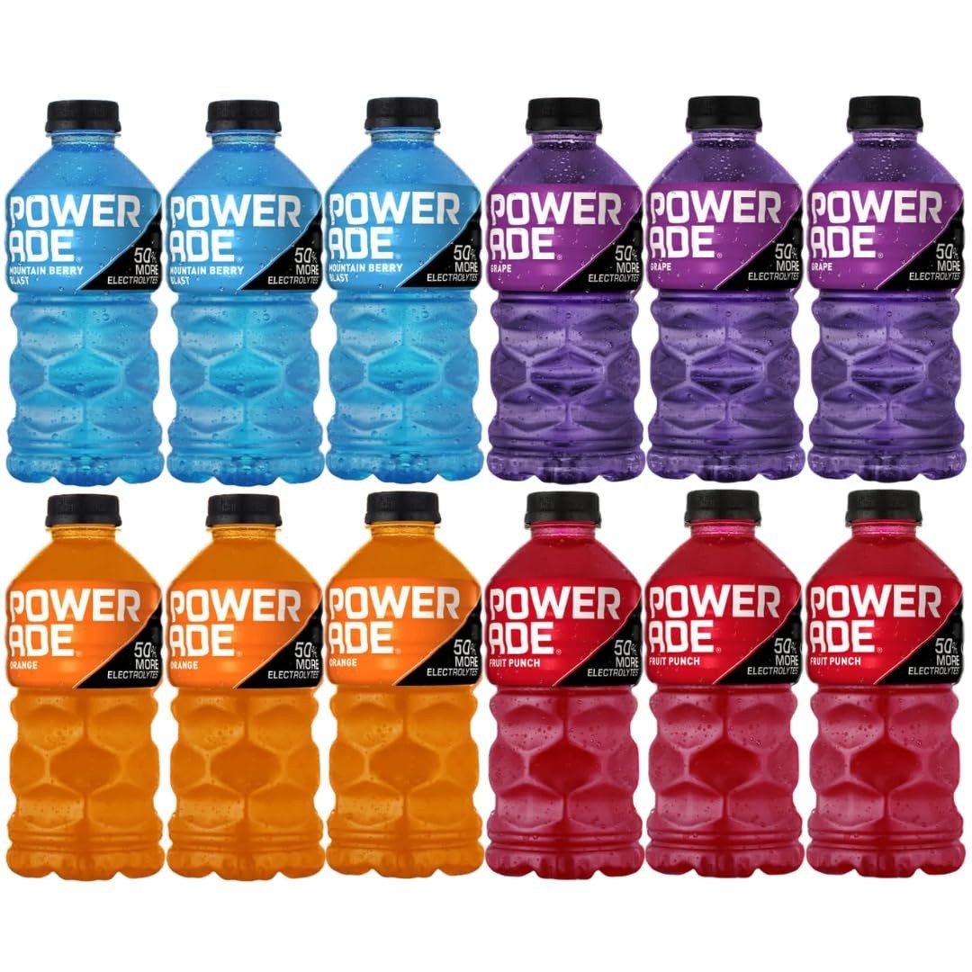 Electrolyte Sports Drink Variety Pack 12 Bottles – Mountain Berry, Orange, Grape