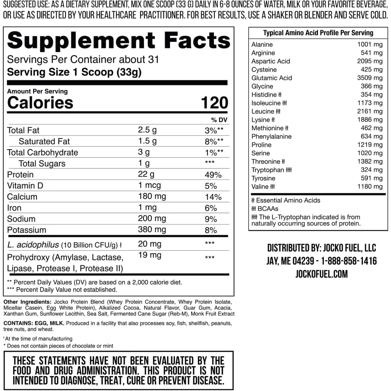 Jocko Mölk Mint Chocolate Whey Protein Powder 22g Protein 2 lb Bag