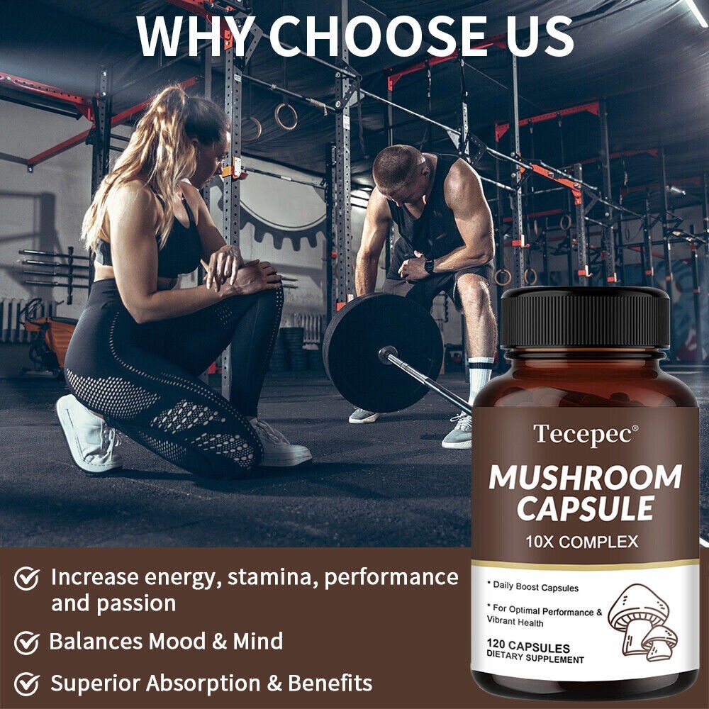 10x Mushroom Complex Supplement, Lions Mane, Reishi, Shiitake, Immune Capsule