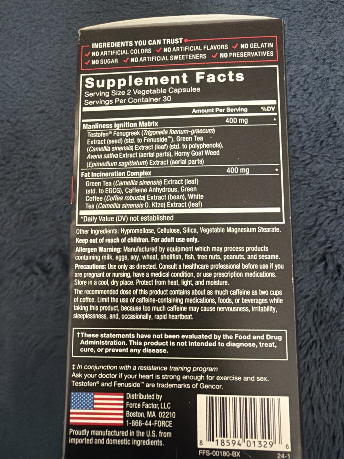 Force Factor Test X180 Ignite Total Testosterone Booster for Men with Fenugreek