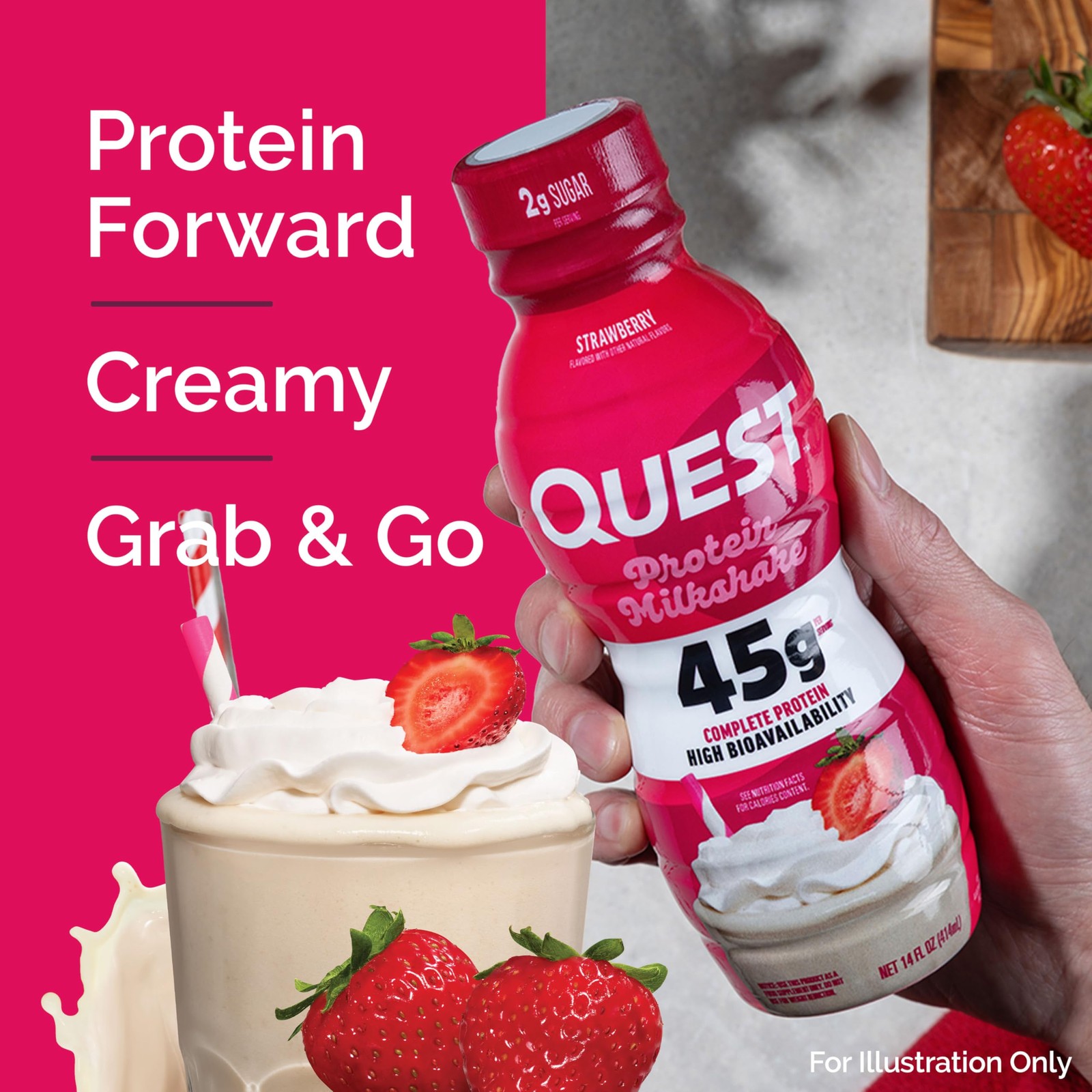 Quest Nutrition Strawberry Protein Shake, 45g Protein, 14 Fl Oz (Pack of 4)