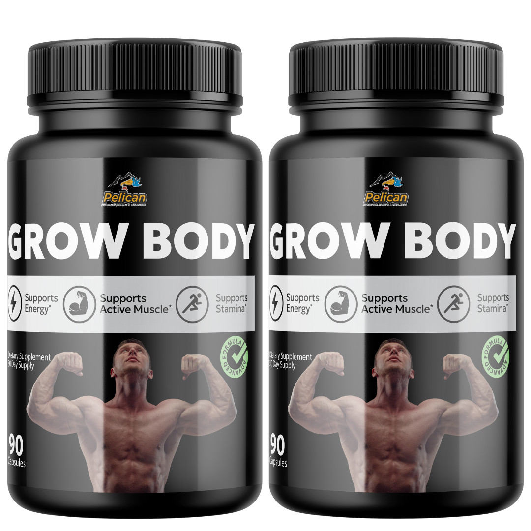 Grow Body- Bodybuilding & Men’s Health Support- 2 Bottles- 180 Capsules