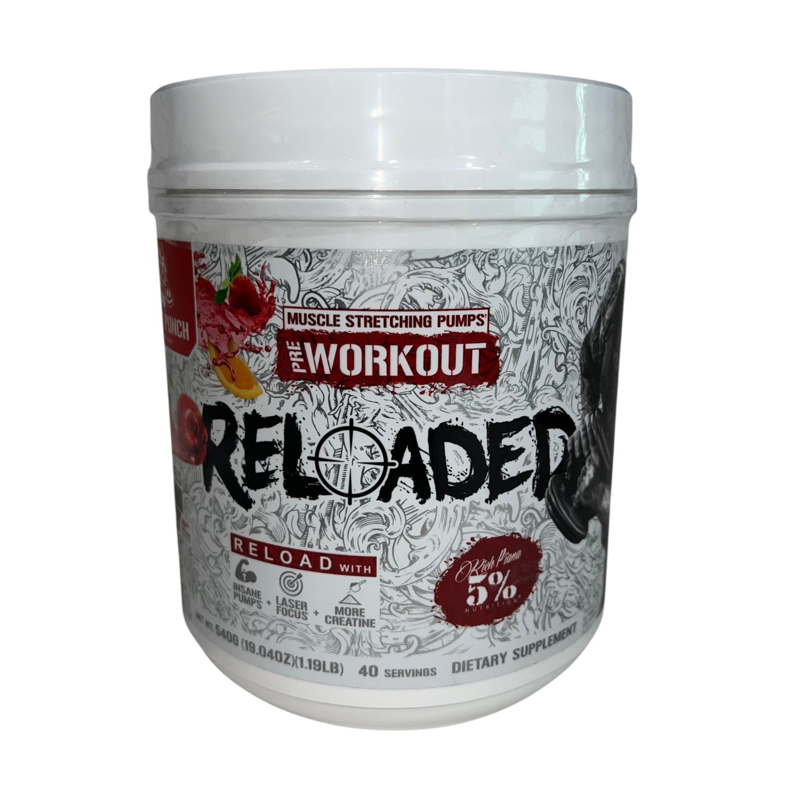 5% Nutrition Rich Piana Reloaded Pre-Workout Fruit Punch High Stim 30 Serv