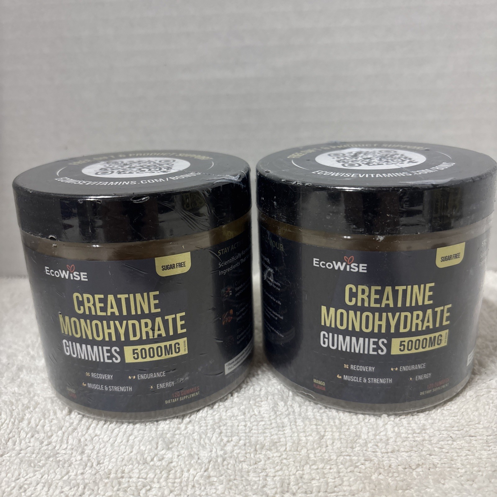 2 X ECOWISE Creatine Gummies,Muscle, Stamina, & Recovery,Sugar-Free-120ct 5K MG