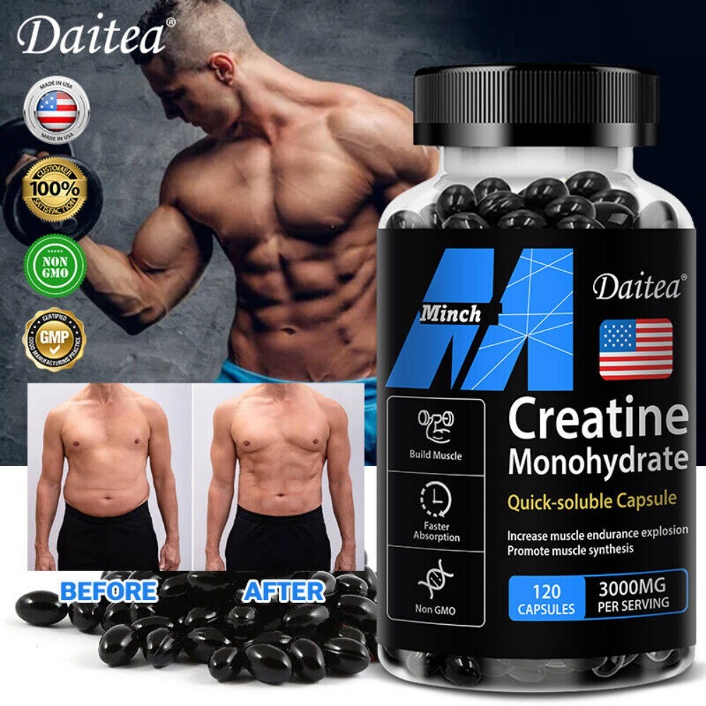 Creatine Monohydrate – 120 Capsules – Supports Muscle Growth – Pure Creatine