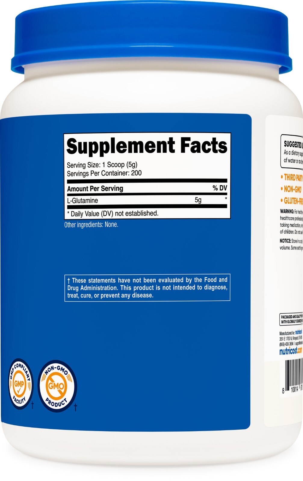Nutricost L-Glutamine Powder 1 KG – Pure L Glutamine – 5000mg per Serving