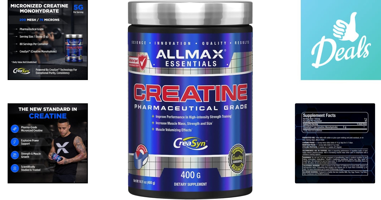 Pure Micronized Creatine Monohydrate Powder – Unflavored Supplement, 400g