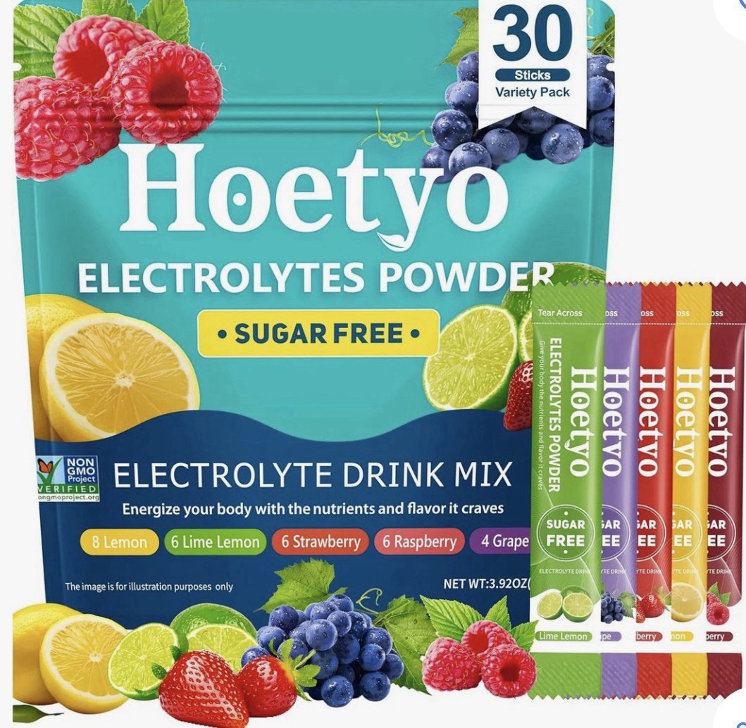 Hoetyo Electrolytes Powder Sugar-Free Variety Pack 30 Sticks Non-GMO Vegan Keto