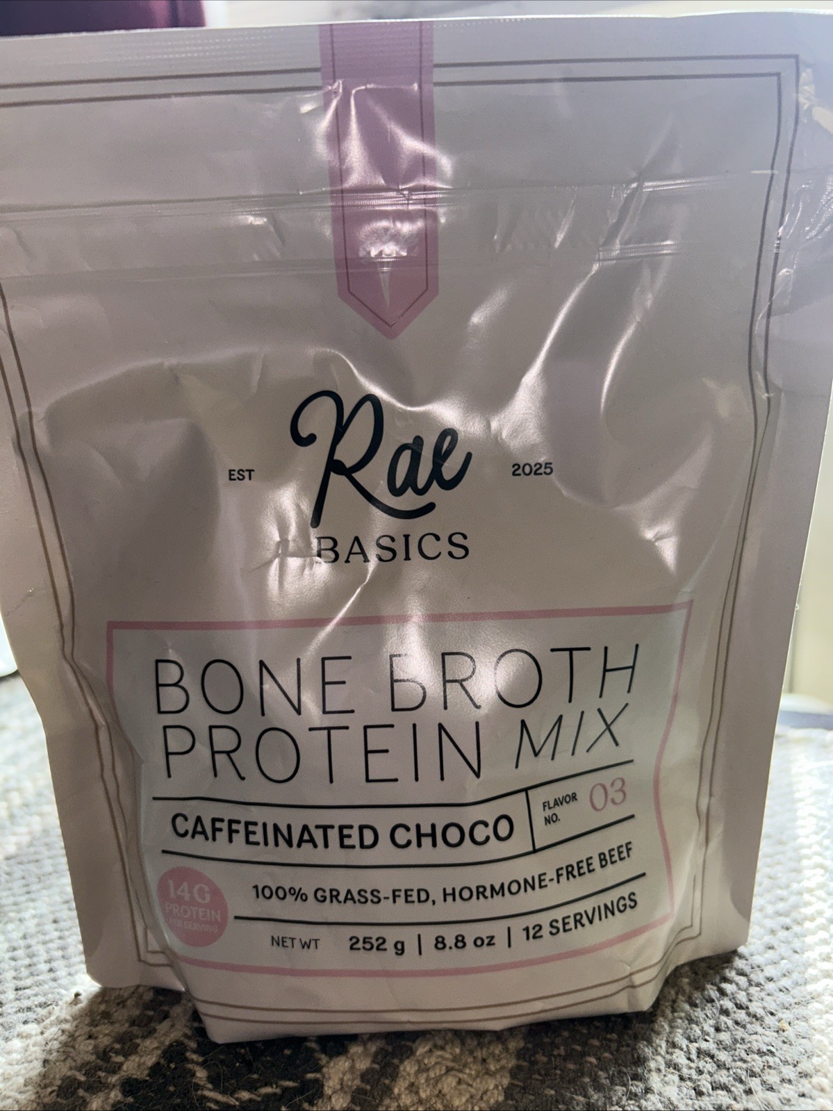 Rae Basics Bone Broth Protein Powder Choc Dairy-Free Gluten-Free 8.8oz Exp 03/27