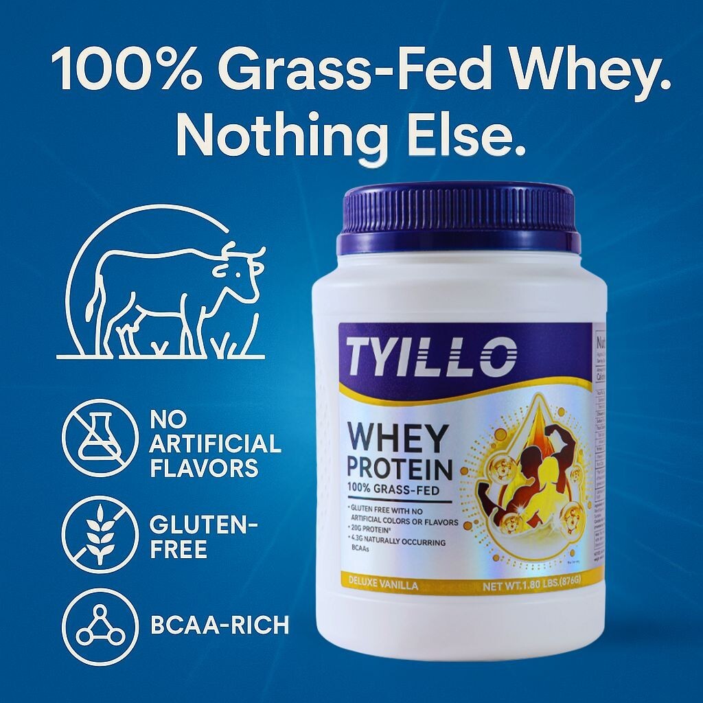 TYILLO Grass-Fed Whey Protein – Build Muscle, Boost Energy, Recover Fast 1.8lbs